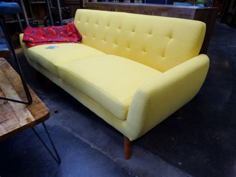 bright yellow fabric sofa  fun  simple elegance