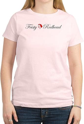 cafepress feisty redhead women s pink t shirt womens crew neck