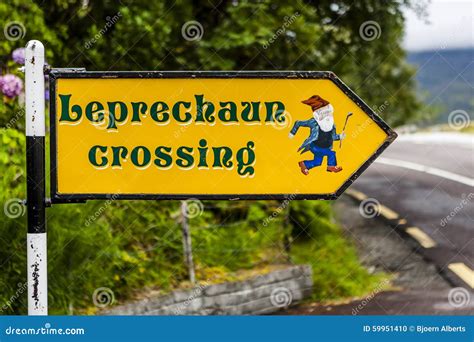 leprechaun crossing sign  killarney national park ireland stock