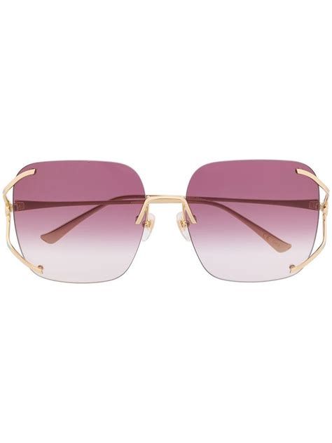 Gucci Rimless Square Frame Sunglasses In Purple Lyst