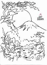Fuji Sherpa Blossom Cherry Mt Theartsherpa Coloring sketch template