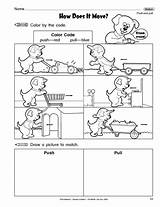 Push Pull Kindergarten Worksheet Worksheets Science Grade Motion Force Move Activities Kinder Pulls Kids Pushes Objects Pdf 1st Forces Printable sketch template