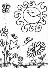 Coloring Spring Pages Season Print Colouring Break Kindergarten Christian Printable Color Kids Sheets Summer Flower Landscape Drawing Preschool Nature Clipart sketch template