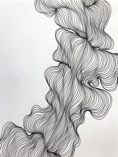 abstract  art black  white modern drawing organic  shape