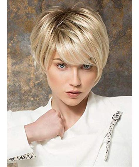 Yimaneili Blonde Wigs For Women Short Straight Hair Wigs With Bangs