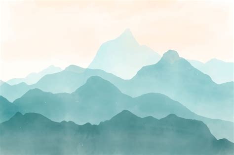 vector blue watercolor mountains background