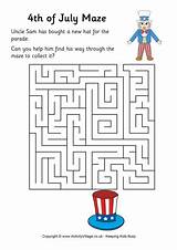 July Fourth Maze 4th Kids Mazes Activities Puzzles Activity Printable Activityvillage Uncle Sam Children Crafts Become Member Log Village Explore sketch template