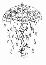 Umbrella Raindrops sketch template
