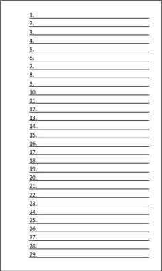 numbered lined paper template printable  form business forms