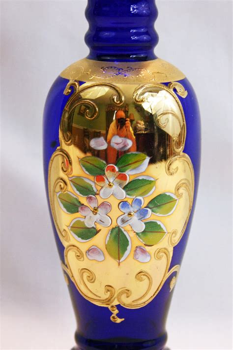 Vintage Lefton Cobalt Blue Bud Vase Gold Gilding Enamel