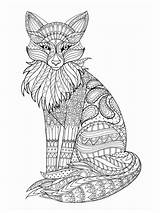 Pages Fox Coloring Zentangle Adults Mycoloring Adult Printable sketch template