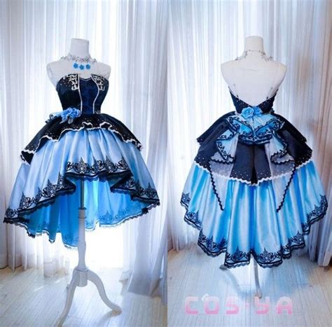 black  blue   anime dress pretty dresses cute prom dresses