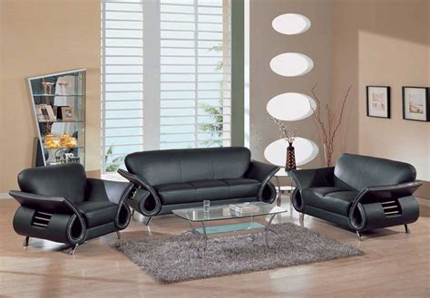 Contemporary Dual Colored Or Black Leather Sofa Set W