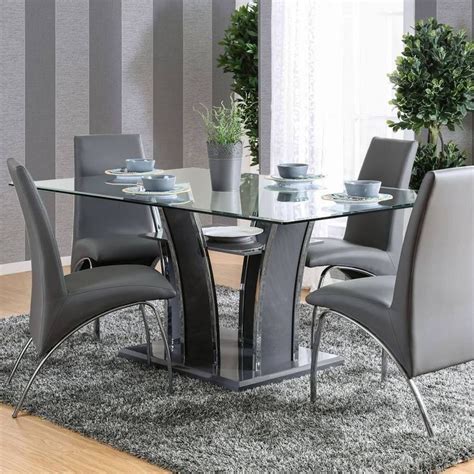 Rectangle Glass Top Dining Table For 6 Modern Dining Room Set Modern