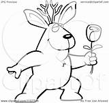 Jackalope Rose Coloring Presenting Romantic Clipart Cartoon Rabbit Pages Cory Thoman Outlined Vector Amorous Single Red Template Clipartof sketch template