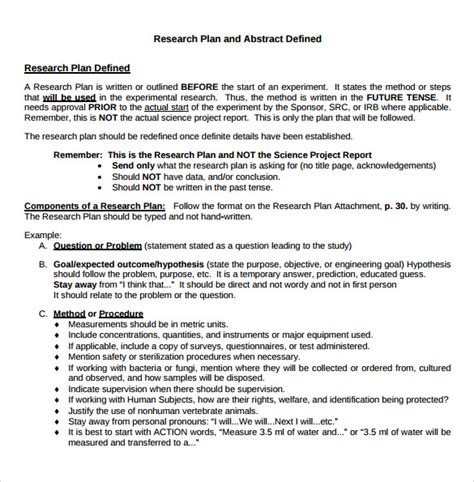 sample research plan templates  ms word