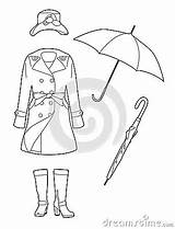 Rainwear Drawing Clothes Royalty Stock Rain Boots Draw Waterproof Hat Coat Set Women Dreamstime sketch template