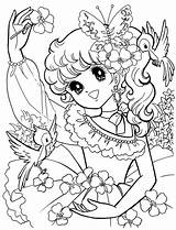 Coloring Pages Nurie Kawaii Manga Anime Flower Book Shojo Vintage Girl sketch template