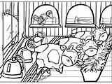 Colorare Mucche Stalla Mungitura Mungere Vacche sketch template