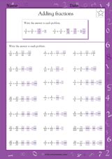 adding simplifying fractions ii math practice worksheet grade