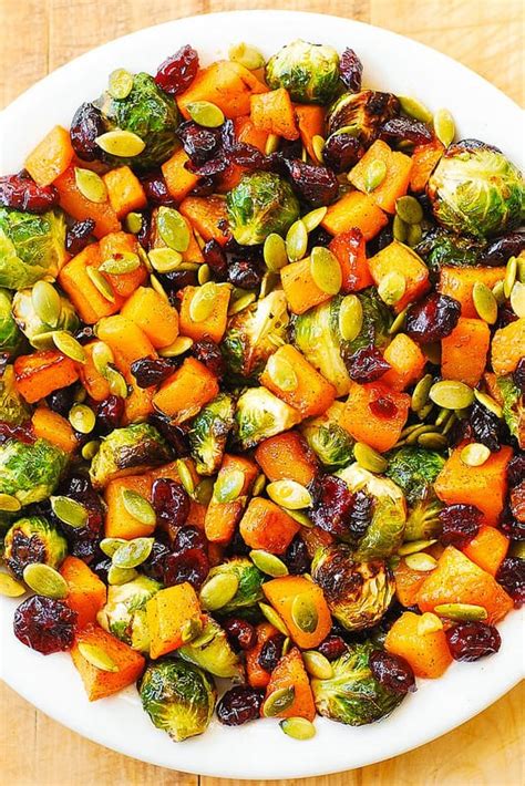 roasted brussels sprouts salad with maple butternut squash