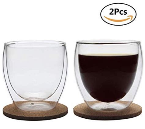 Double Wall Insulated Glass Coffee Cups Set Of