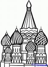 Saint Basil Kremlin Cathedral Moscow Russe Pages Landmarks Petersburg Basile Basils Coloriage Russie Dragoart Enregistrée Colorier Designlooter sketch template
