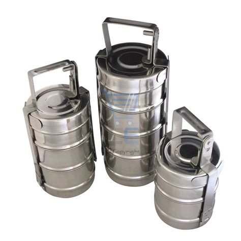 stainless steel tiffin     section cm indian lunch box curry   sizes ebay