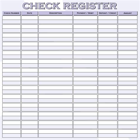 printable blank check register printablee