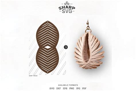 sculpted earring svg leather twisted earrings cut template  sharpsvg