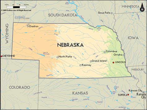 geographical map  nebraska  nebraska geographical maps
