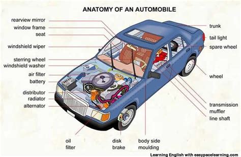 car parts vocabulary  pictures learning english car mechanic
