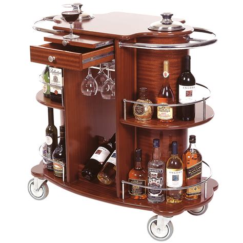 geneva  beverage service cart   shelves  bordeaux veneer finish