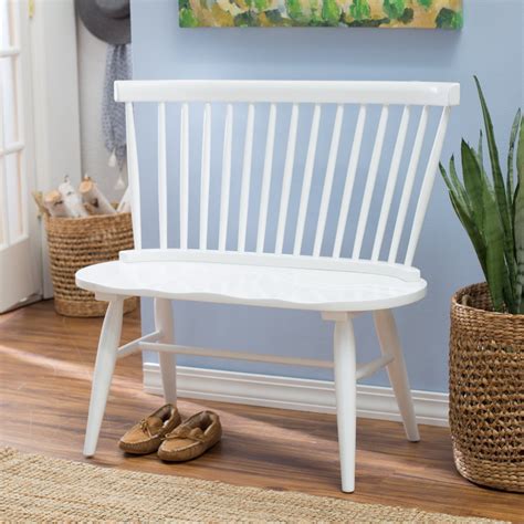 classic white modern farmhouse country cottage entryway bench seat