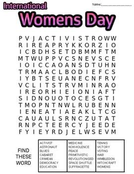 international womens day word search  difficulties