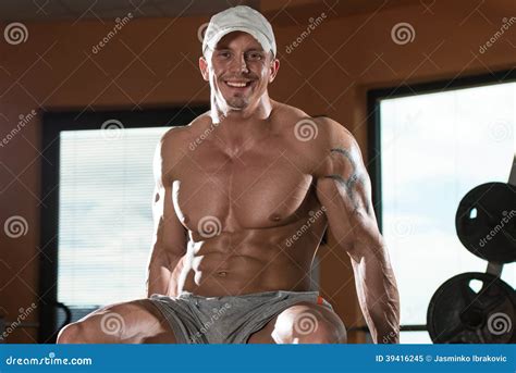Portrait Of A Physically Fit Young Man Stock Image Image Of Indoors
