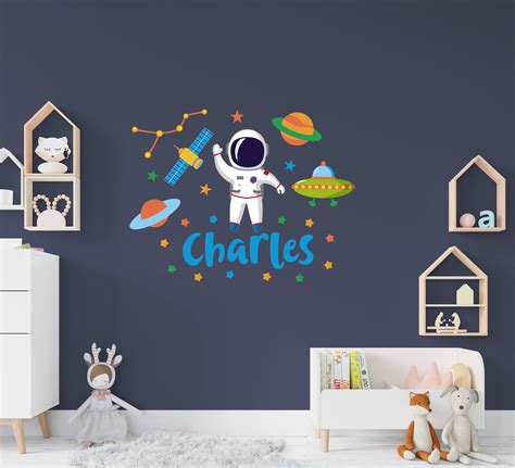 astronaut  wall decal personalized boy  wall decal etsy