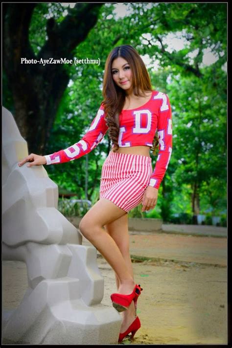 myanmar sexy girls may myint moh red and hot fashion