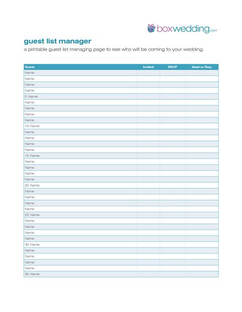 guest list templates word excel formats