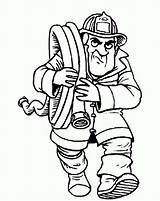 Coloring Fireman Hose Bring Water sketch template