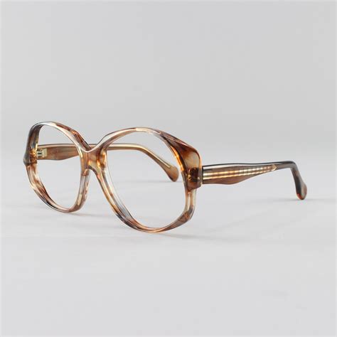80s vintage eyeglasses clear brown oversized round glasses etsy