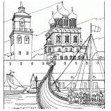 Coloring Trinity Pskov Cathedral Prague Hall Town sketch template