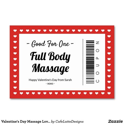Valentines Day Massage Love Coupon Couple T Table Number Zazzle
