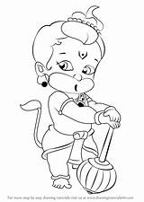 Hanuman Drawing Draw Baby Simple Drawings Step Coloring Pages Sketch Outline Sketches Cartoon Pencil Painting Ganesha Krishna Easy Bal Kids sketch template