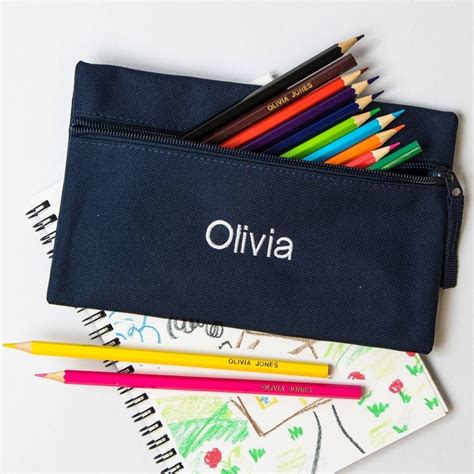 personalised embroidered pencil case   labels notonthehighstreetcom