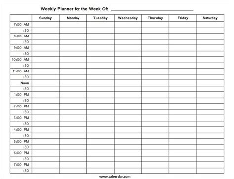 printable calendar  time slots photo weekly calendar template