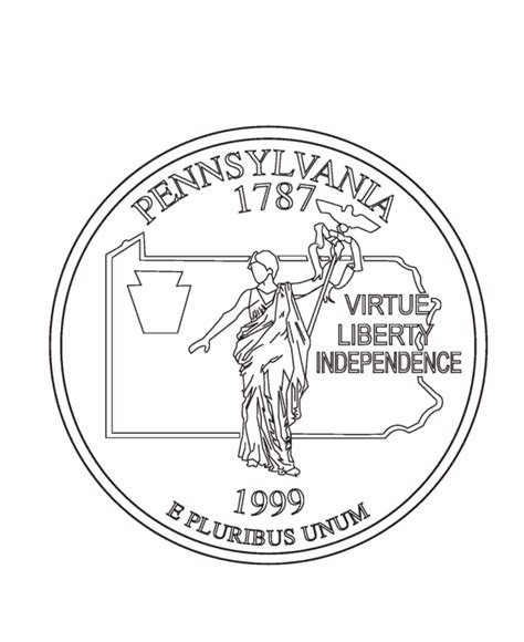 usa printables pennsylvania state quarter  states coloring pages