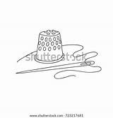 Thimble Thread Vector Logo Needle Drawn Sketch Coloring Retro Illustration Hand Style Shutterstock Template sketch template