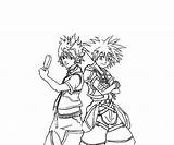 Kingdom Hearts Coloring Sora Riku Pages Netart Roxas Color Getcolorings Getdrawings Print sketch template