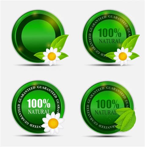 conjunto de etiqueta verde natural ilustracao vetor premium